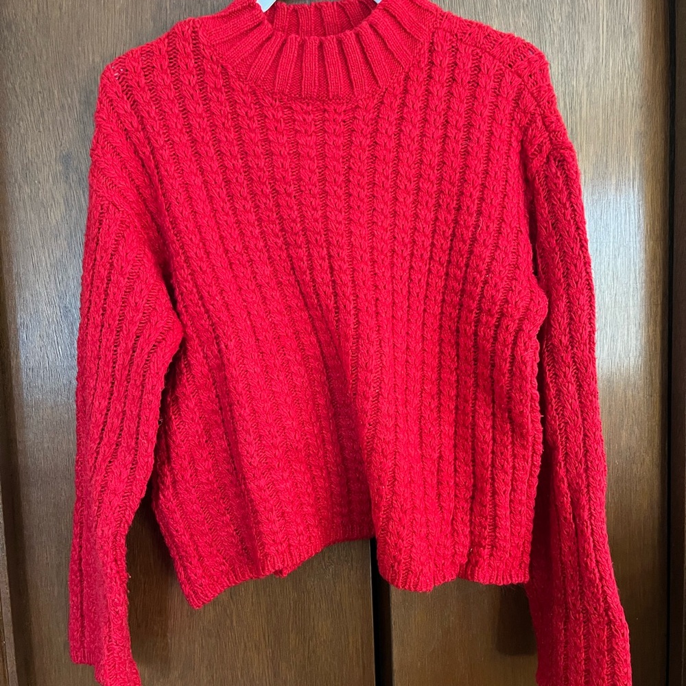 Cozy Red Cable Knit Sweater